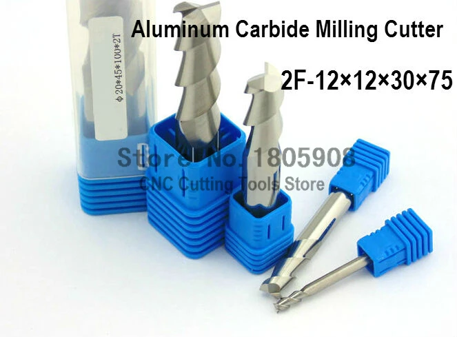 2 Flute 2F*12*12*30*75 CNC tool  tungsten alloy milling cutter special flat aluminum alloy cutter aluminum alloy milling cutter