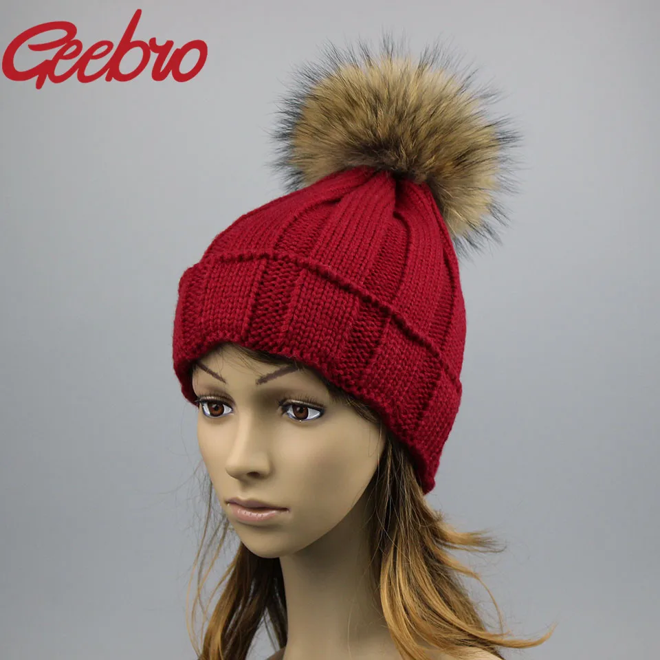 Geebro женская шапка с помпоном зимняя для девочки вязаные шапки брендовая новая