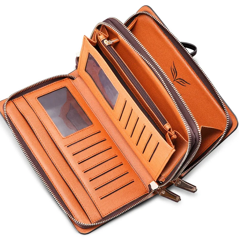 Новый деловой мужской клатч сумки из спилка на двойной молнии кошелек большой