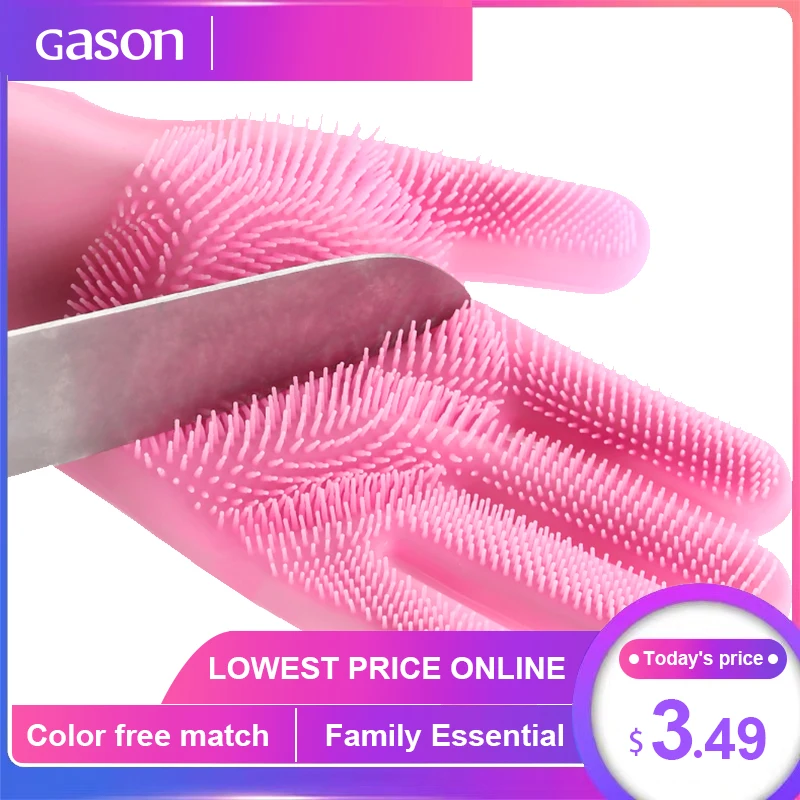 

GASON Magic Silicone Gloves Scrubbing Gloves For Dishes Dishwashing With Scrubbers Dish For Kitchen Car Wash And Pet Care 1PC