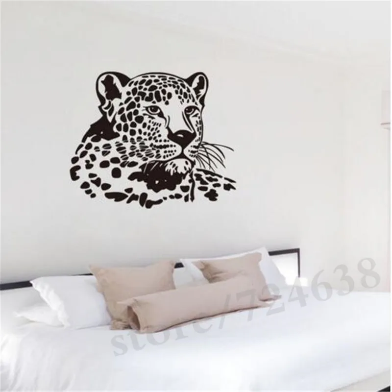 Леопардовая виниловая настенная наклейка забавные дикие животные настенные
