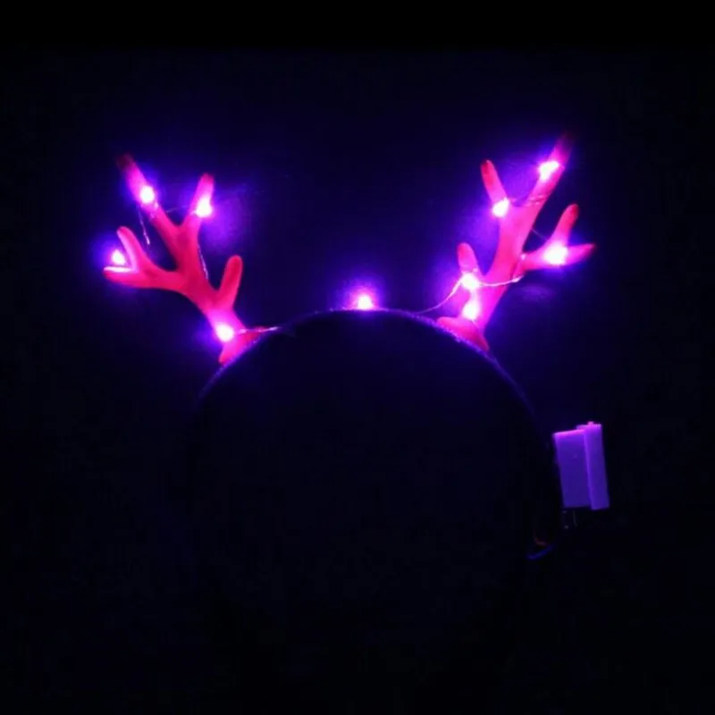 

New Kids Adults LED Glowing Deer Horn Headband Women Girls Flashing Antler Headwear Glow Party Supplies Wedding