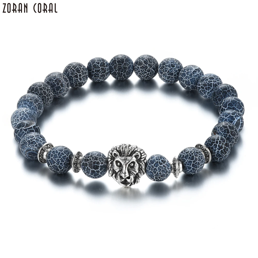 ZORAN CORAL Luxury Brand New Hot Sale Blue Fire Lace Natural Stone Lion Head Beads Strand Bracelets For Women Men Bileklik 2018 | Украшения