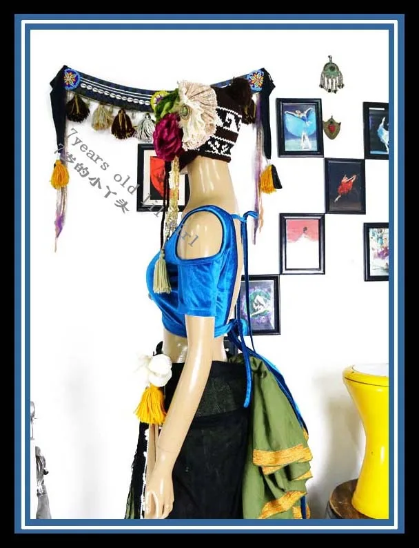 Женский костюм для танца живота бархатный с коротким рукавом | Тематическая