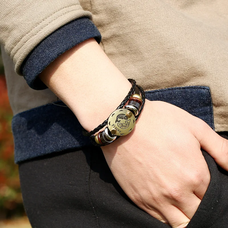 Браслет с созвездиями кожаные браслеты сплав винтажный браслет в стиле панк для