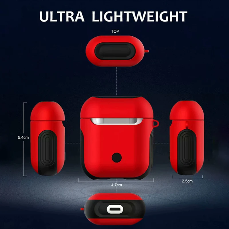 Мягкий ТПУ + ПК армированный силиконовый чехол для Apple Airpods противоударный