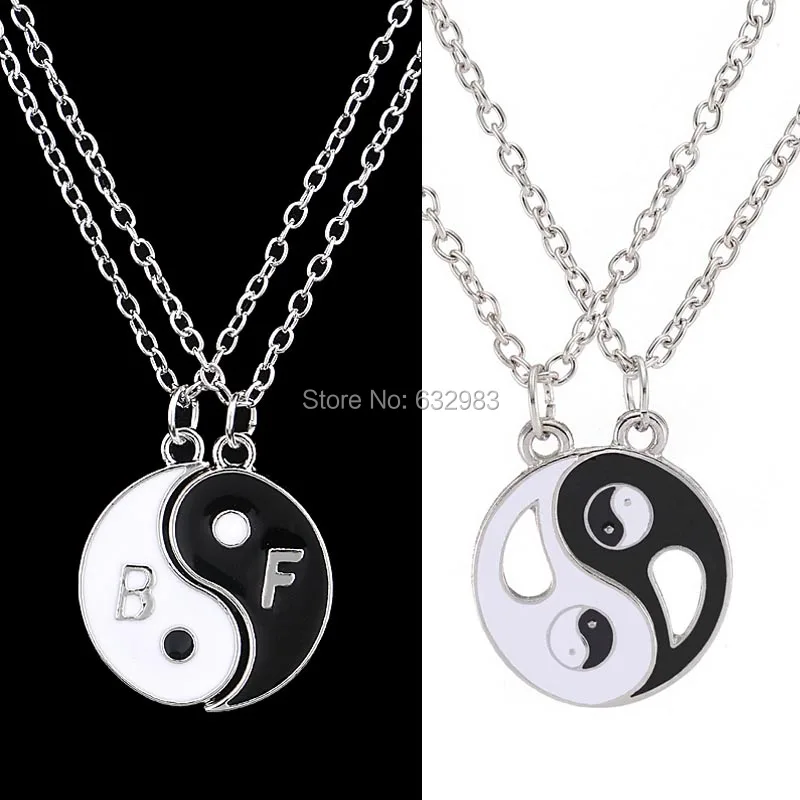 Новая мода тибетское серебряное ожерелье лучшие друзья 2 части Инь Ян s & Кулоны