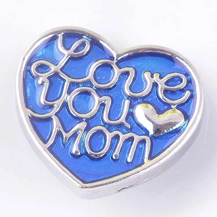 Модные пуговицы с голубым сердцем love you mom 18 мм подходят для браслетов ювелирные