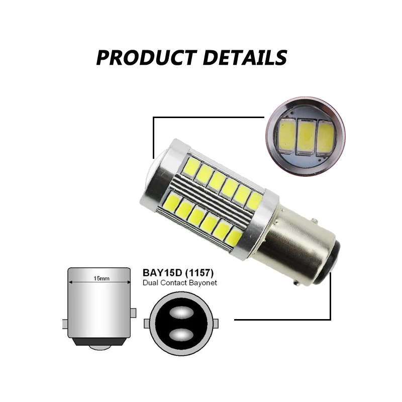 1 шт. 1157 P21/5 Вт BAY15D 33SMD 5630 автомобилей светодио дный стоп сигнальные лампы для passat b6