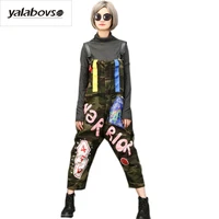 yalabovso camouflage denim pants student loose style spring and autumn new street wind tassel denim jumpsuit female hotsale