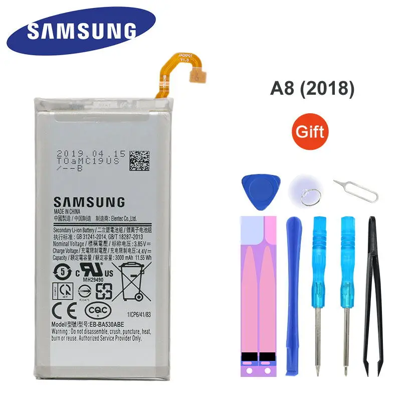 Оригинальная батарея samsung для Galaxy A8 2018 (A530) A530 SM A530F 3000 mAh EB BA530ABE Сменные