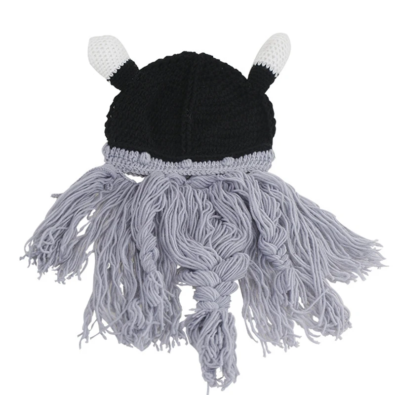 Мужские варварские Vagabond Viking Beanie Horn шапки женские ручной работы зимние теплые