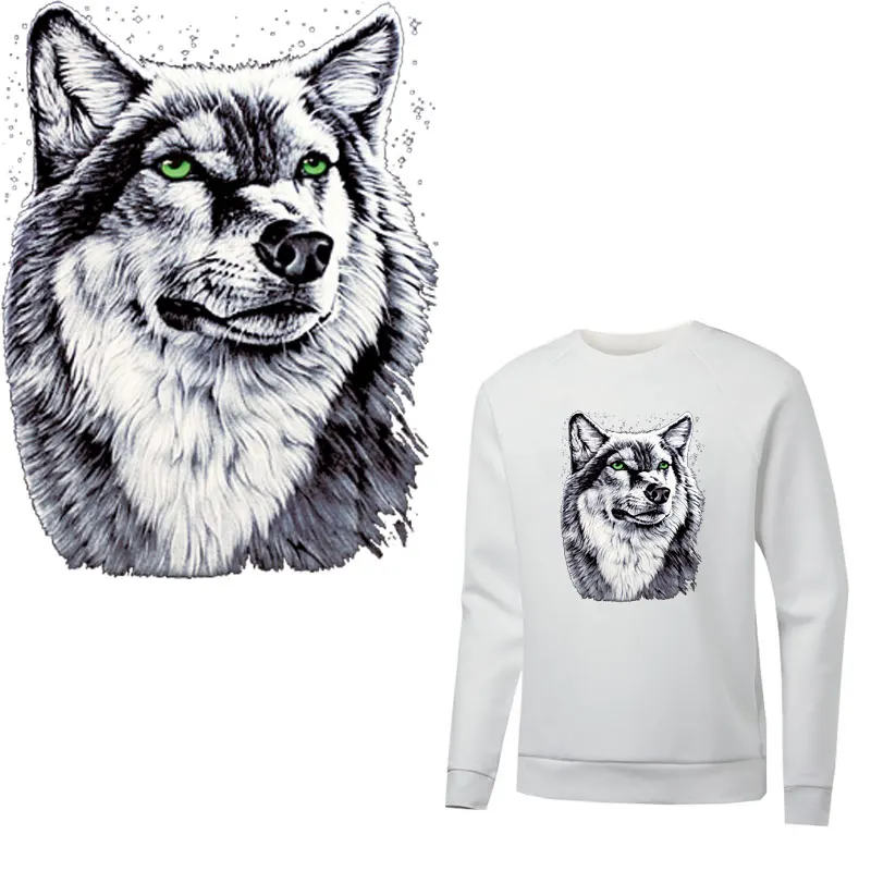 

annimal wolf iron on patches for clothing sticker transfert thermocollants T-shirt hoodies diy print patch vetement parches ropa