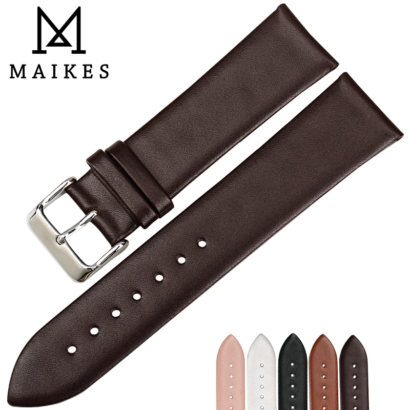 MAIKES Watch Accessories 12mm-24mm Genuine Leather Watch Band For DW Daniel Wellington Watch Strap Brown Bracelet Watchband maikes fashion pink watch band women watch accessories real cow leather watch strap bracelet watchbands for dw ck seiko citizen