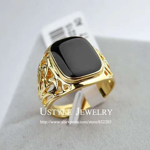 Модное черное кольцо USTYLE, мужские кольца, ювелирные изделия для мужчин