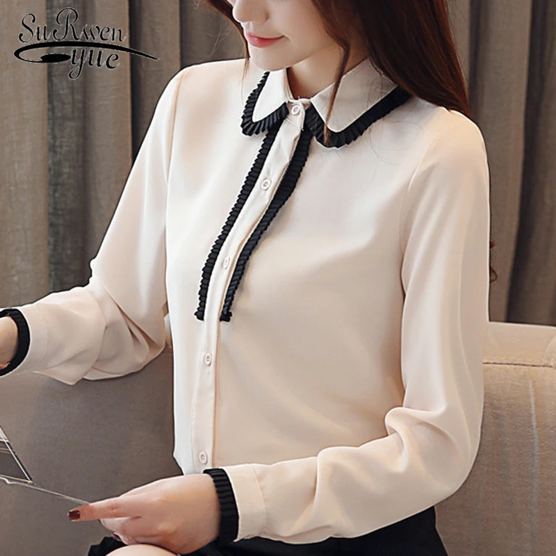 

fashion women blouses 2019 new spring office white blouse women chiffon womens tops and blouses long sleeve women shirts 2003 50