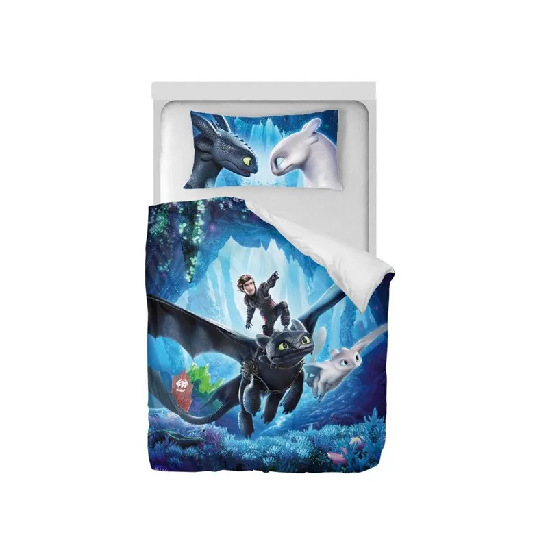 Комплект постельного белья Как приручить дракона 3D печать пододеяльников для