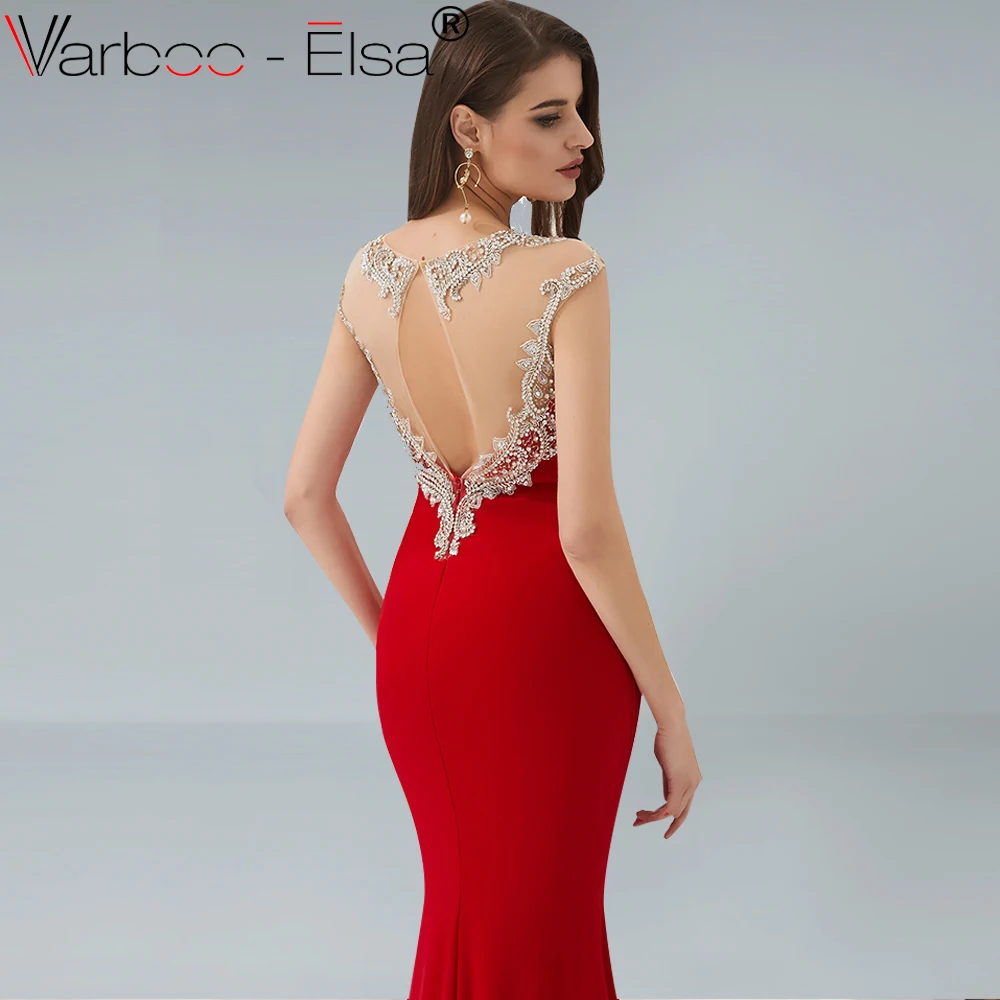 Женское вечернее платье Русалка VARBOO_ELSA Красное длинное с открытой спиной