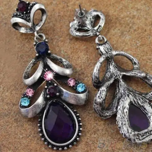 Женская Урожай Элегантный Чешские Падения Rhinestone Eardrops Серьги 1P1Z|drop earrings|rhinestones