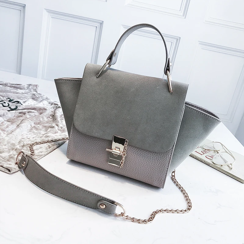 Chain Vintage Patchwork Crocodile+Nubuck Leather Women Bags Designer Trapeze Handbags Fashion Lock Lady Crossbody Messenger | Багаж и