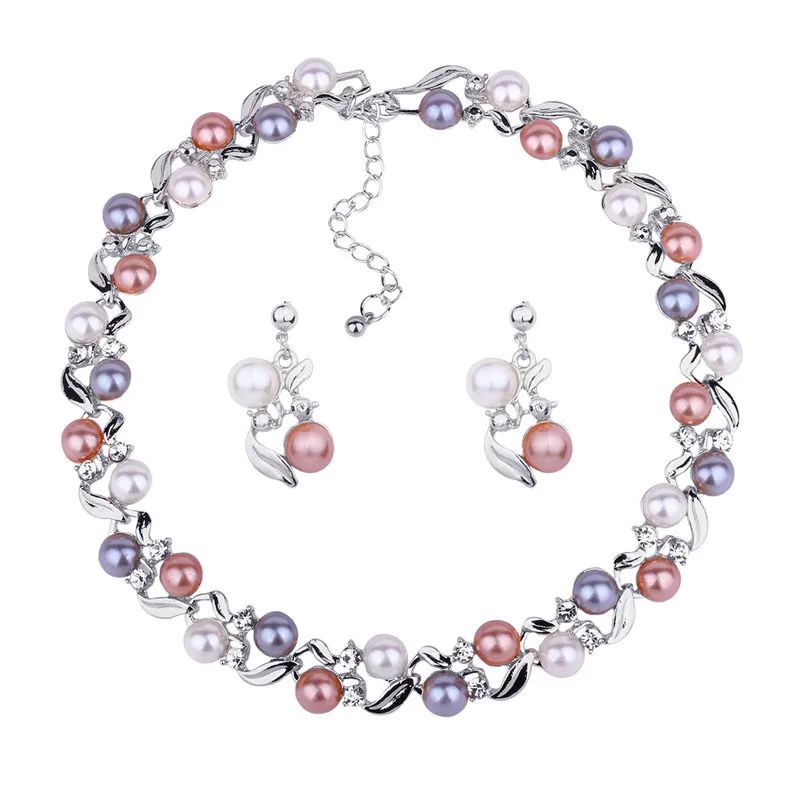 QDN6209 Европейский классический Collana Стразы ожерелье серьги наборы колье Femme