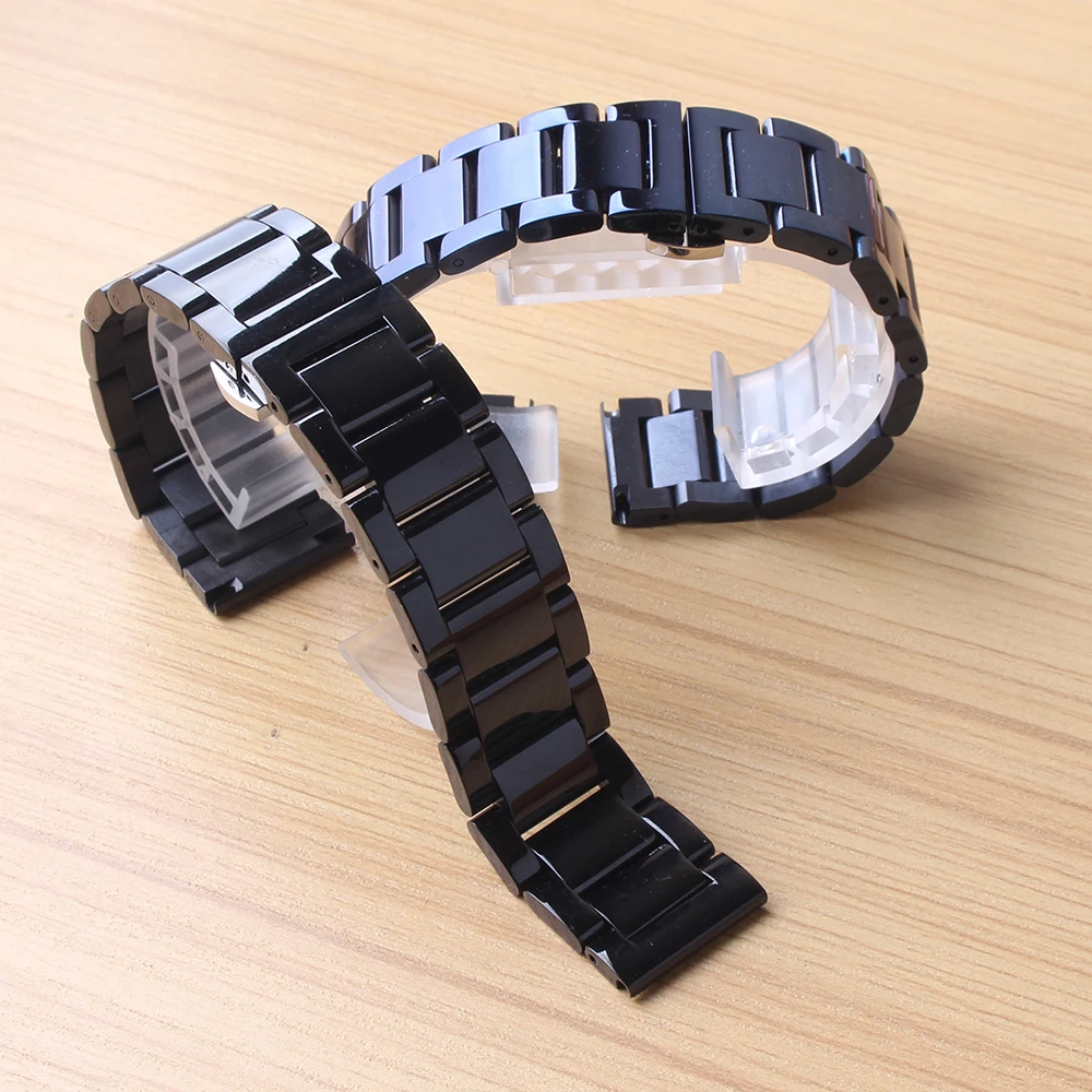

20mm 22mm Watchband Strap Blue Black Polished Unpolished Wrist Bands Accessories Butterfly buckle for Sport Watches Deployment