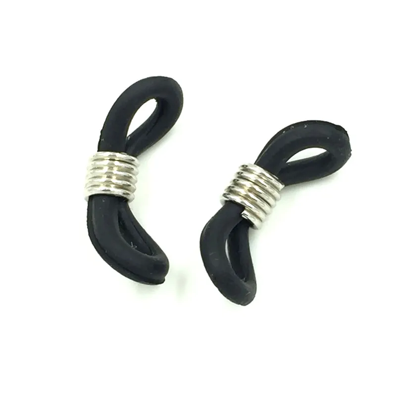 

500Pcs Wholesale Black Rubber Connectors Connecteurs for Glasses Holder Necklace Chain 18x7mm
