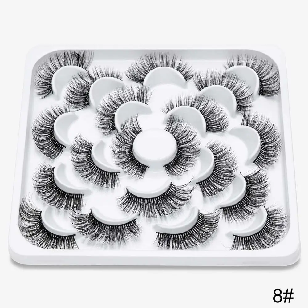 08 SEXYSHEEP 10 пар 3D Мягкие Накладные ресницы из искусственной норки натуральные спутанные ресницы крест-накрест Висячие ресницы расширение глаз макияж инструменты - Цвет: 08