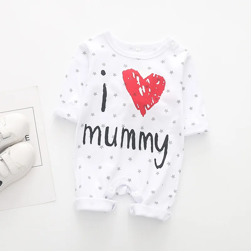 Одежда для маленьких мальчиков новинка комбинезон с цветочным принтом I Love Mum