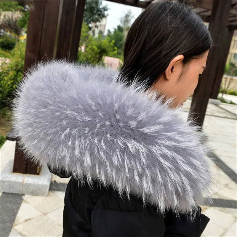 

2019 Fashion New Ladies Long Fur Coat Fur Collar Raccoon Warm Winter Scarf Fur Shawl Accessories Fur Collar.