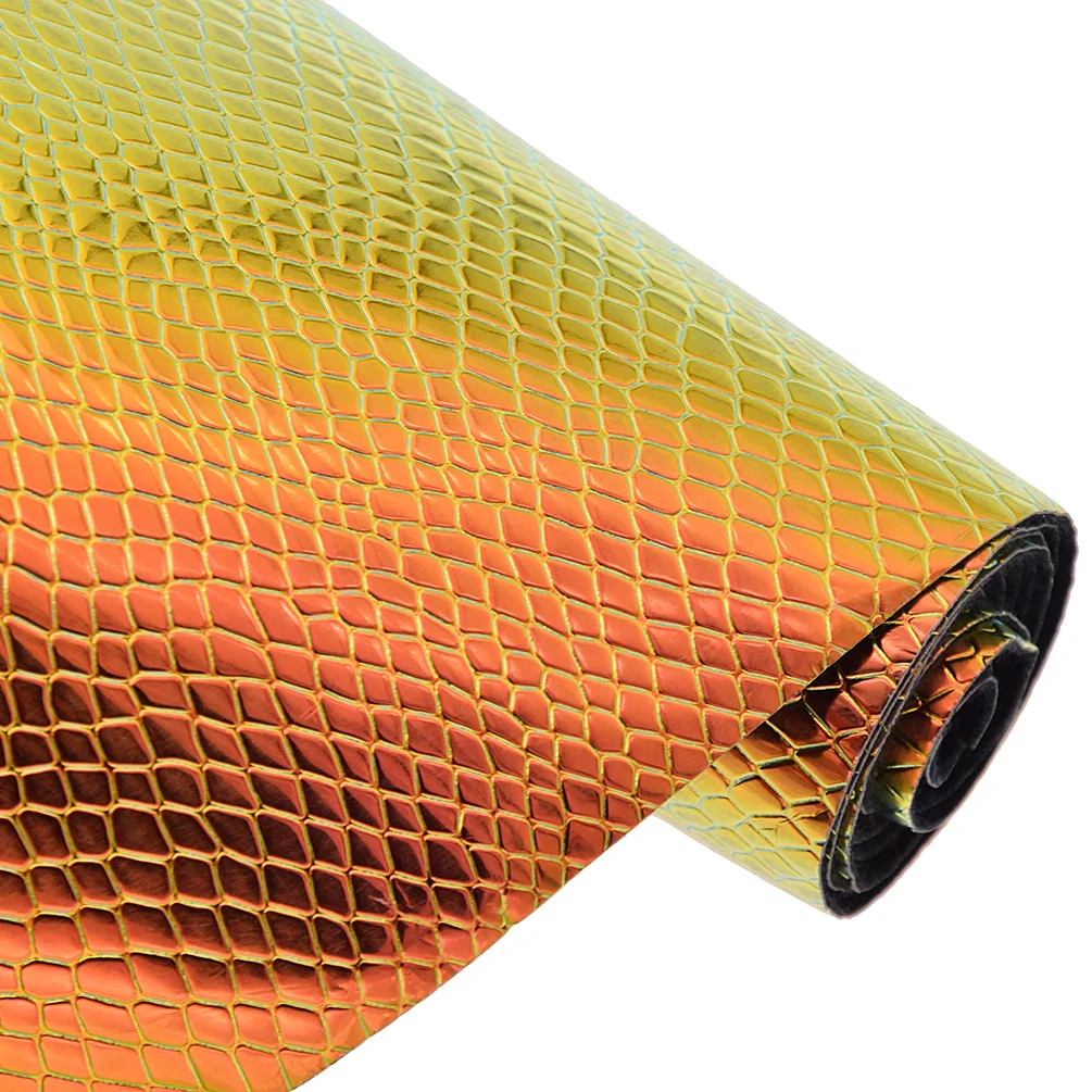 29X137cm Iridescent Laser Snake Synthetic Faux Leather Waterproof Surface PU Fabric For Bows DIY Handmede Crafts | Дом и сад