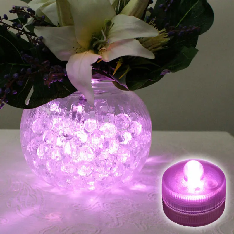 Free shipping Sale Pink Color Submersible Led Floralyte for Cake Party Decoration Battery Operated Underwater Candle Lights