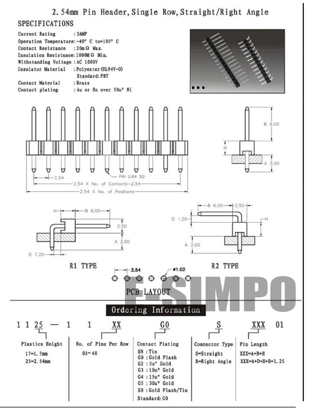 10 шт. 2 54 мм штыревой разъем 1X40P R1 Тип/R2 Тип/SMT доска разделительная Однорядная