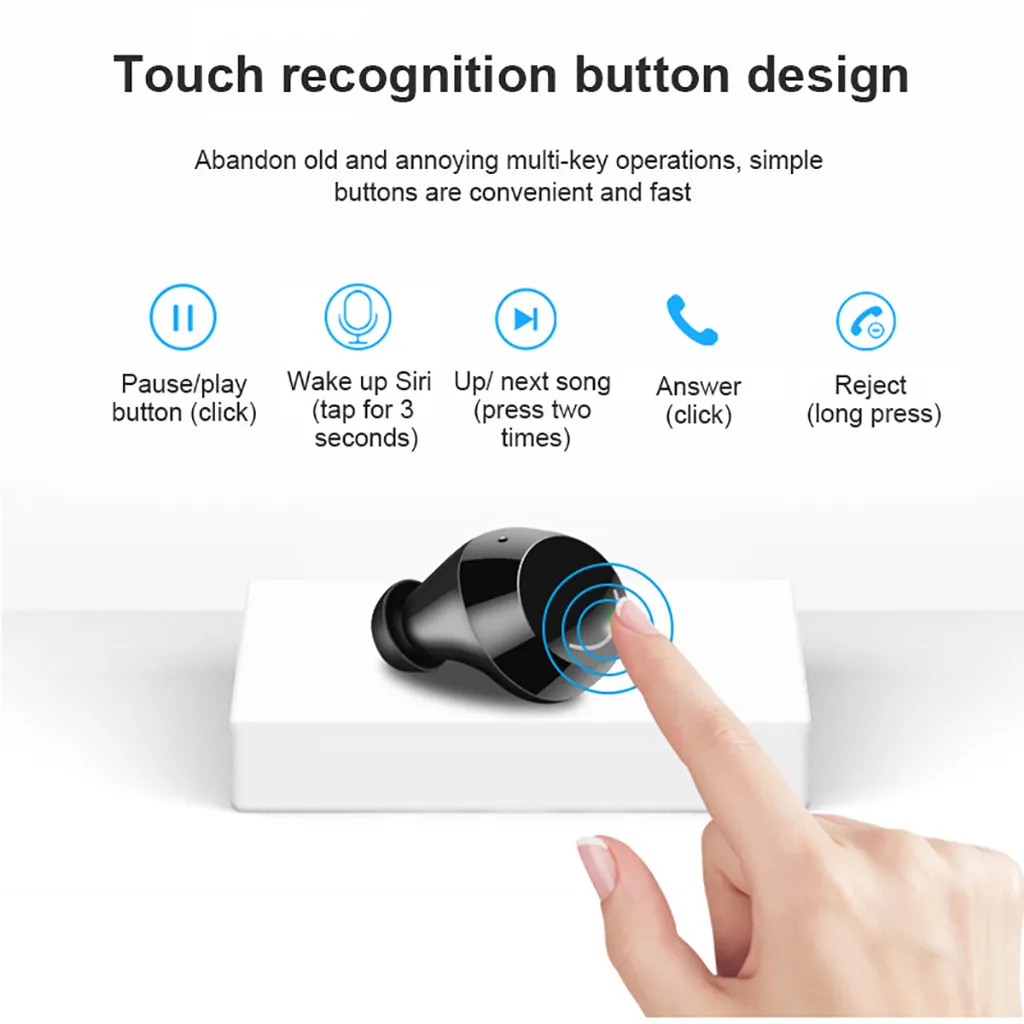 Миниатюрная Беспроводная Bluetooth-гарнитура спортивные наушники Bluetooth Hi-Fi