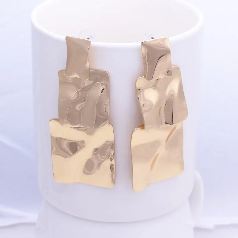 323 gold European& American Exaggerated Round Coin Drop Earring for Women Pendientes Vintage Geometric Metal Large Earrings Jewelry Gift - Окраска металла: 323 gold