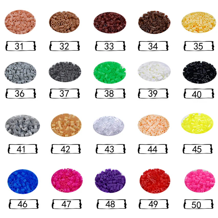 Бусины DOLLRYGA hama 5 мм 1000 шт. 50 цветов бусины для детей Perler пазлы сделай сам Горох