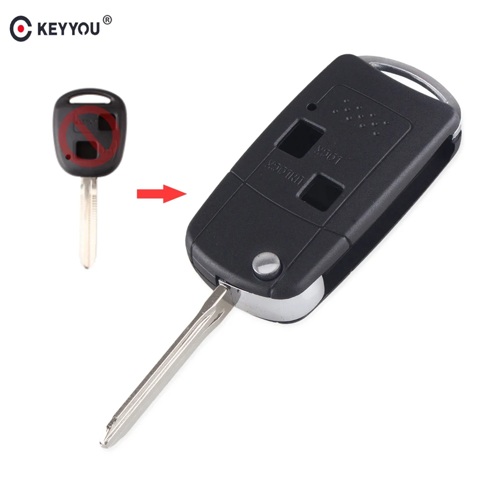 KEYYOU для Toyota Avalon Camry Corolla Echo Rav4 автомобильный чехол ключей с 2 кнопками раскладной