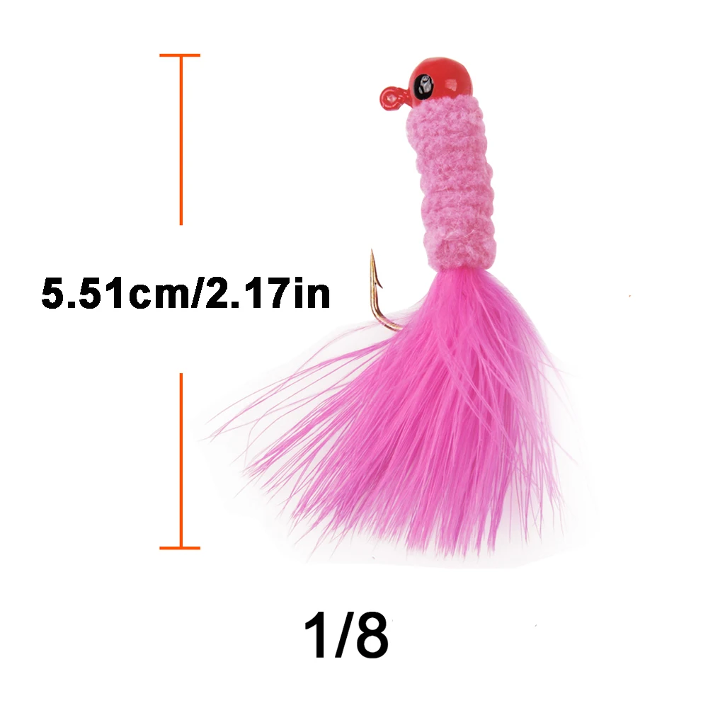 10Pcs Crappie Jigs Fishing Hard Lure Lead Head Hook Fly Lures With Feathers For Worm Baits Barbed Hooks | Спорт и развлечения