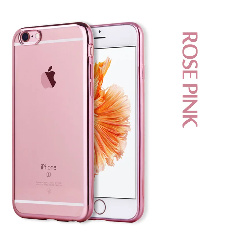 Роскошное Гальванопокрытие, хромированный Прозрачный чехол для iPhone XS MAX XR 8 7 6s 6 Plus 5S SE, прозрачный позолоченный чехол - Цвет: RosePink