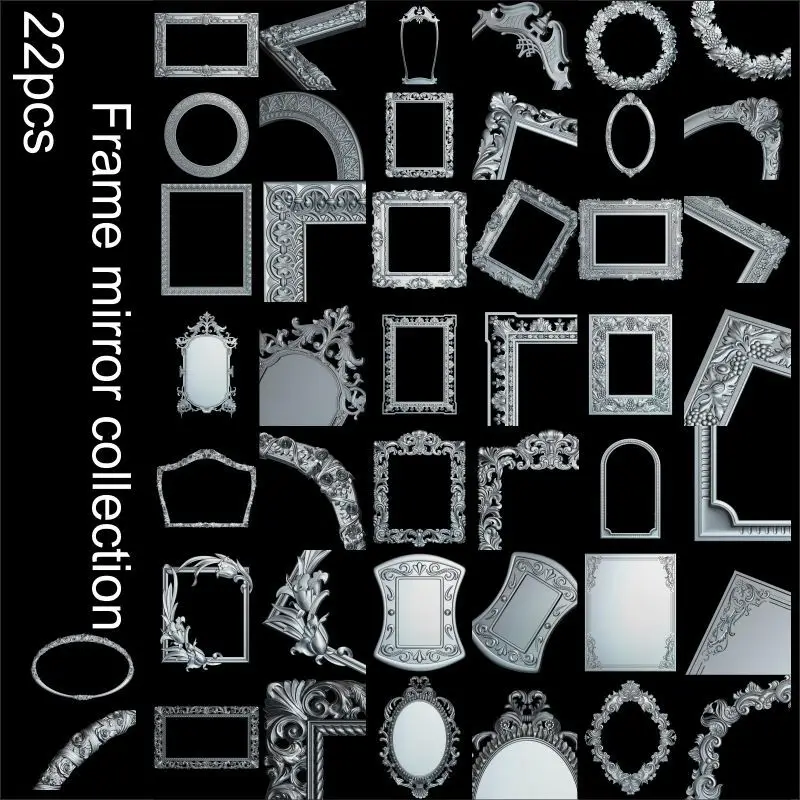 

Hi-Q 22 шт. рамка Коллекционная зеркальная 3d модель STL рельеф для ЧПУ STL формат 3d рельефная модель STL роутер 3-осевой гравер ArtCam