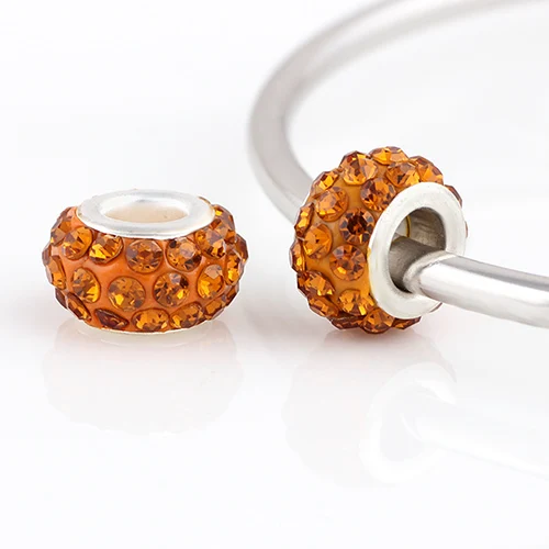 Серебряные стеклянные бусины круглые абрикосовые стразы металлические