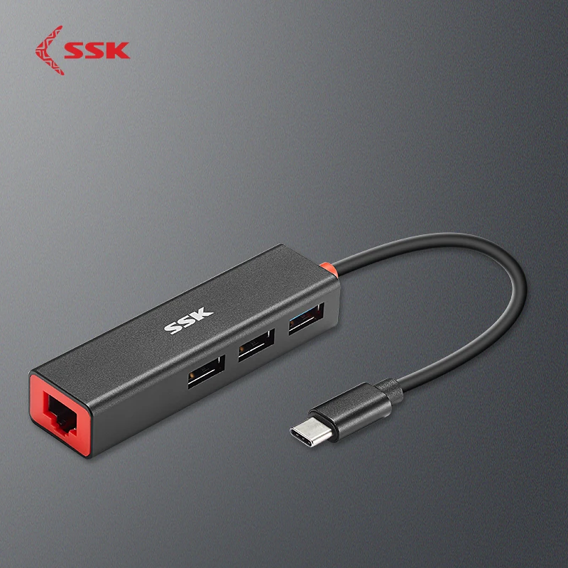 SSK type C Usb концентратор USB C Usb адаптер док-станция алюминиевый тип-c для Ethernet(100 м)+ 3 USB 3,0 интерфейс SHU-C535