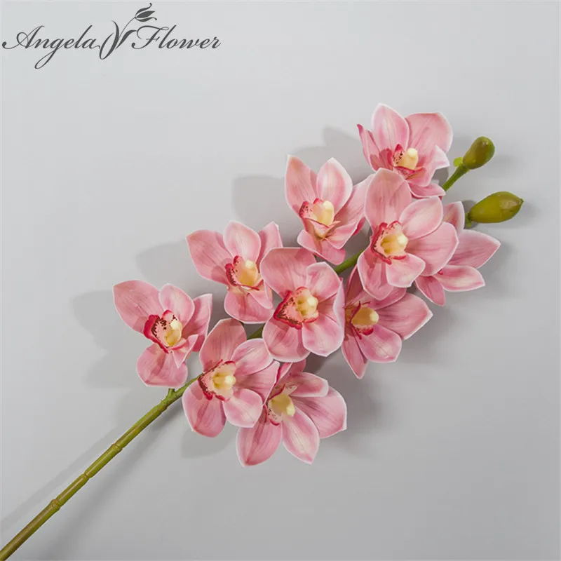 Настоящее прикосновение 3D печать cymbidium 10 голова искусственный цветок латекс на
