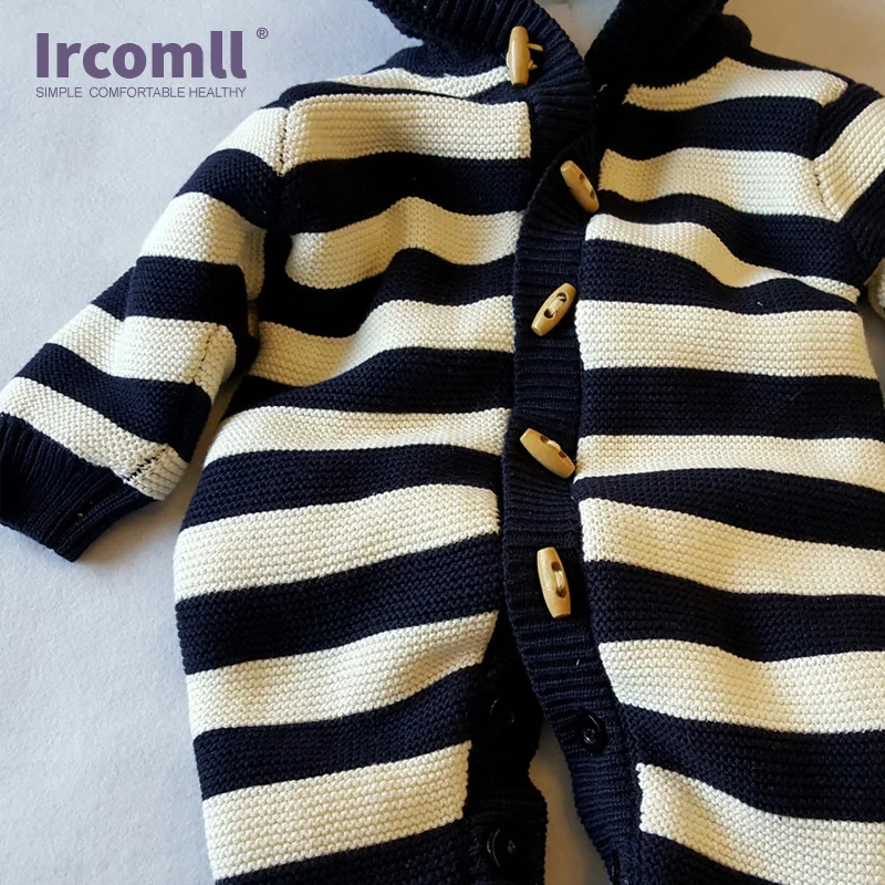 Детский утепленный комбинезон Ircomll вязаный флисовый свитер в полоску верхняя