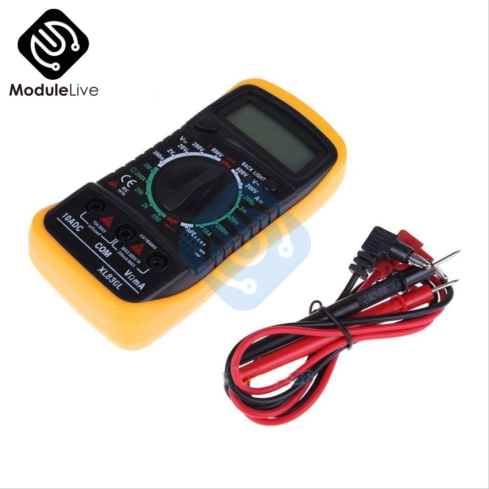 

XL830L Digital Multimeter Portable Multi meter AC/DC Voltage Amp Current Resistance Tester Meter Blue Backlight Without Battery