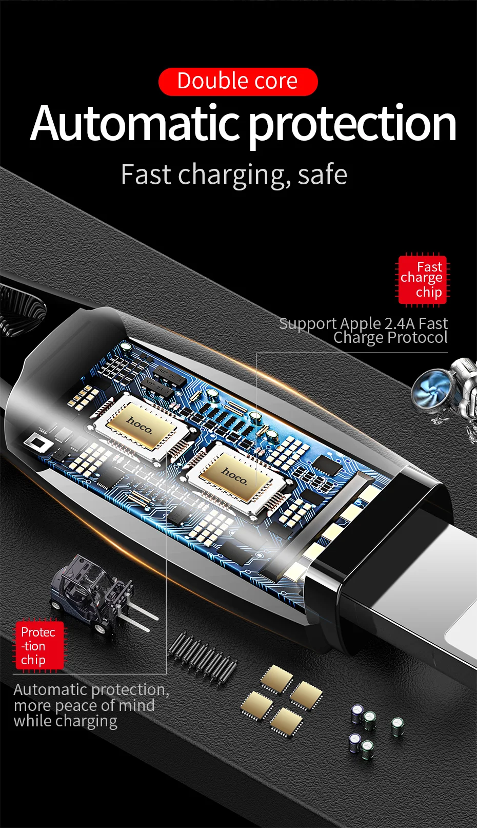 HOCO U56 стальная внешняя крышка USB для Lightning зарядный кабель металлический пружинный USB кабель для быстрой зарядки и синхронизации данных для iPhone X XS 8