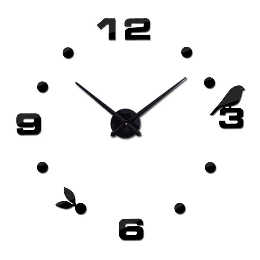 

Muhsein Factory 2021 New Modern DIY Black Cat Bird Quartz Wall Clock Home Decor Orologio Muro Livingroom Creative Watch Wall