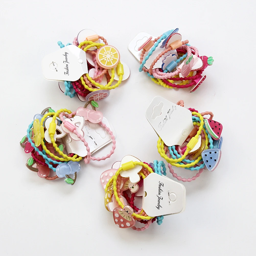 M MISM INS New Style Fruit Gum For Hair Girls Pendant Elastic Hair Bands Girls Ponytail Holders 10 Pieces\ Set Hair Accessories