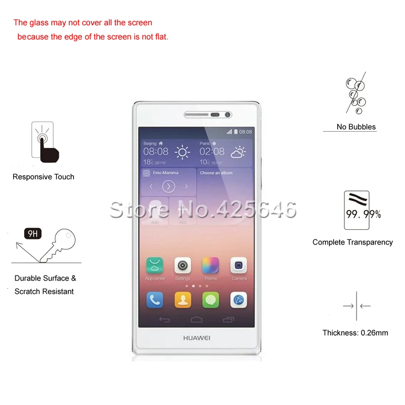 2 шт для huawei Ascend P7 стекло 2.5D Премиум защитное закаленное стекло для huawei Ascend P7 Защитная пленка для экрана