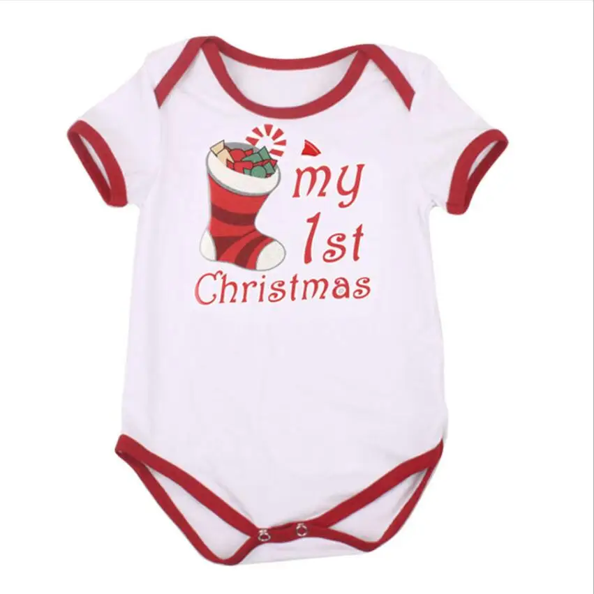 Детские комбинезоны для новорожденных с надписью My First Christmas Merry 1st костюмы на